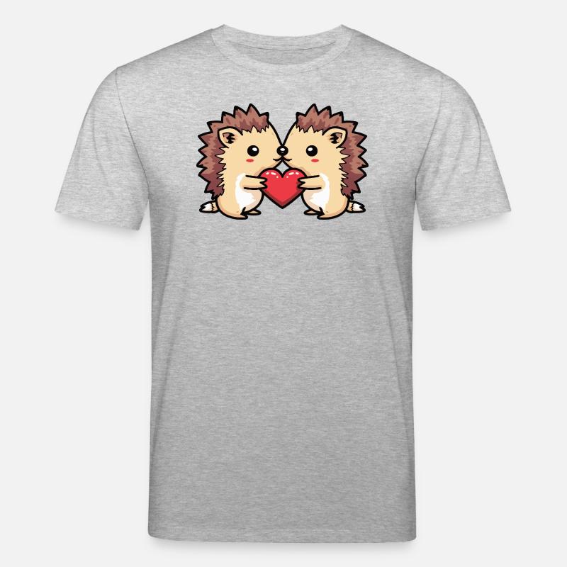 Couple de hérissons Saint-Valentin - T-shirt bio CREATOR Stanley/Stella Unisexe - gris chiné