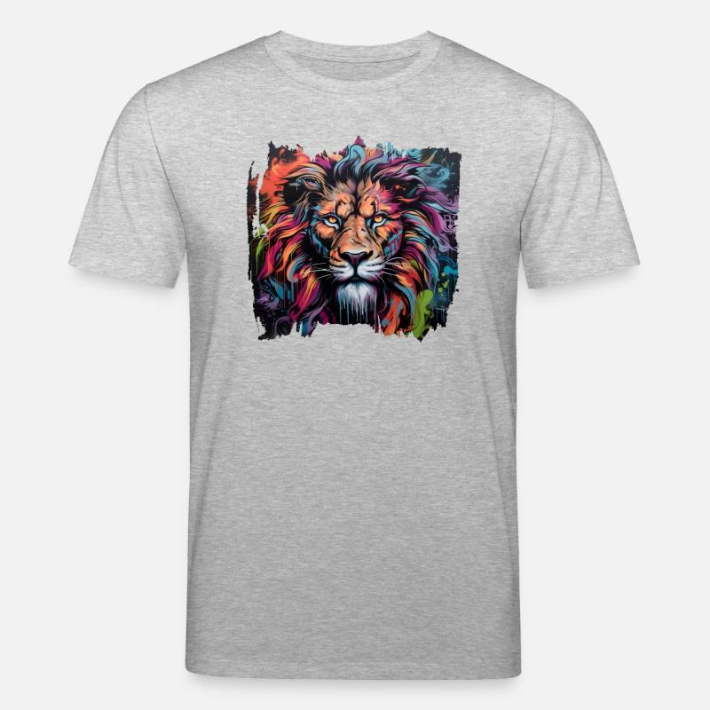 Löwe im Graffiti-Stil - Stanley/Stella Unisex Bio-T-Shirt CREATOR  - Grau meliert