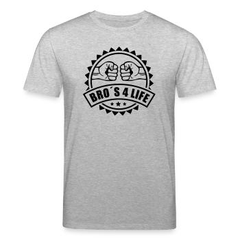 bros_4_life__logo_f1 - Stanley/Stella CREATOR økologisk unisex-T-shirt - grå meleret - Foran - Alina (178cm) & Michal (187cm)