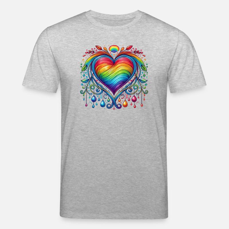 Regenbogen Herz - Stanley/Stella Unisex Bio-T-Shirt CREATOR  - Grau meliert