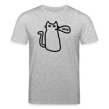 Katze sagt woof - Stanley/Stella Unisex Bio-T-Shirt CREATOR  - Grau meliert - Vorne - Alina (178cm) & Michal (187cm)