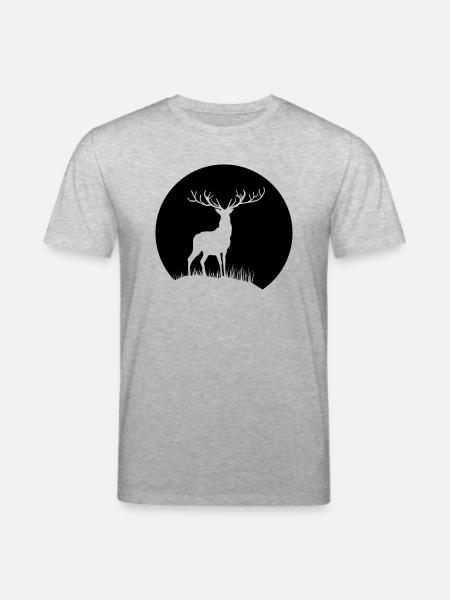Hirsch im Mondlicht - Stanley/Stella Unisex Bio-T-Shirt CREATOR  - Grau meliert