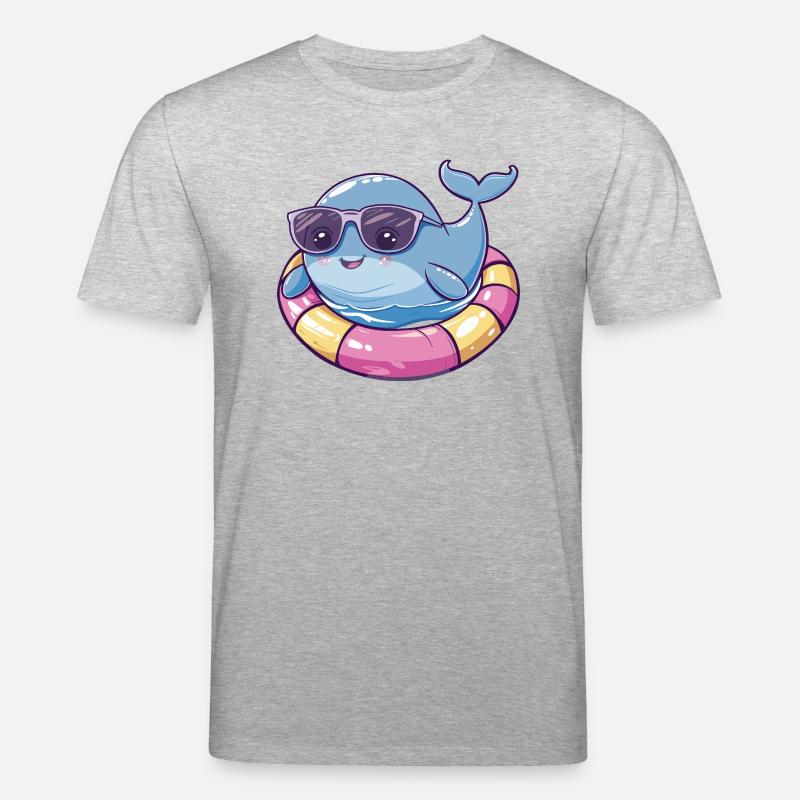 Whale Comic Cool - Stanley/Stella CREATOR Unisex Organic T-Shirt - heather grey