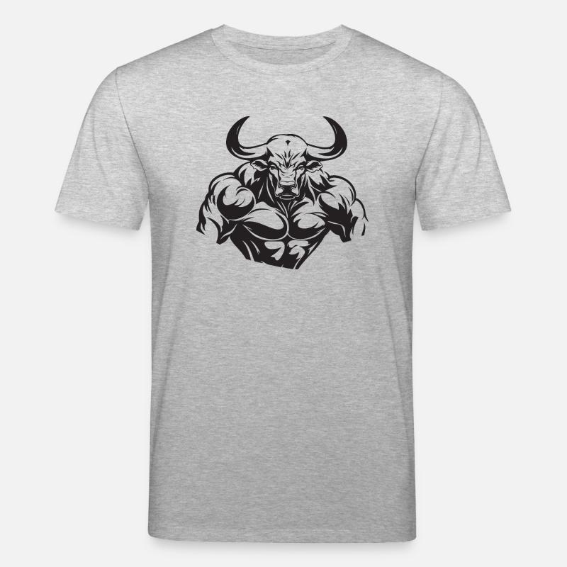 Bulle Muskeln Stier - Stanley/Stella Unisex Bio-T-Shirt CREATOR - Grau meliert