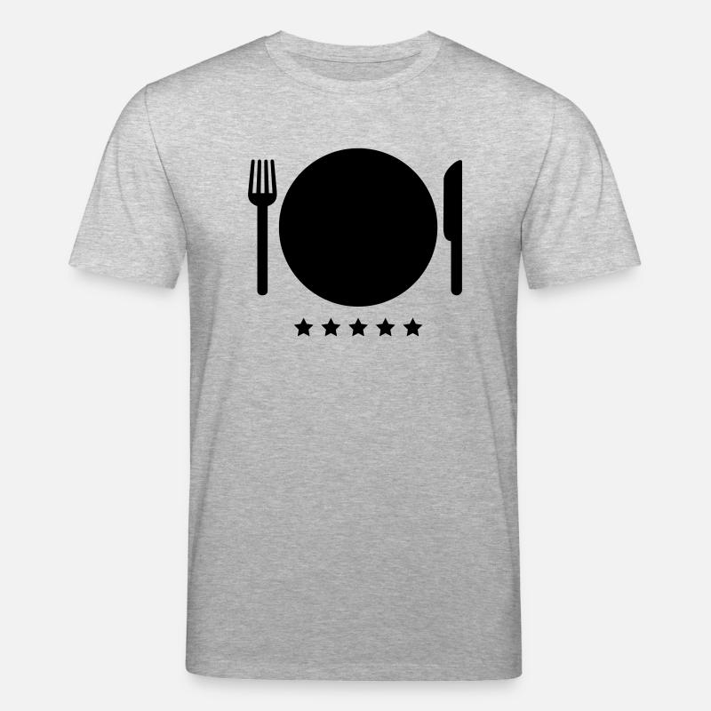 essen_teller__messer_gabel__f1 - Stanley/Stella Unisex Bio-T-Shirt CREATOR  - Grau meliert