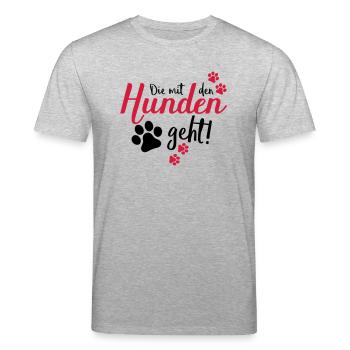 die mit den hunden geht - Stanley/Stella Unisex Bio-T-Shirt CREATOR  - Grau meliert - Vorne - Alina (178cm) & Michal (187cm)