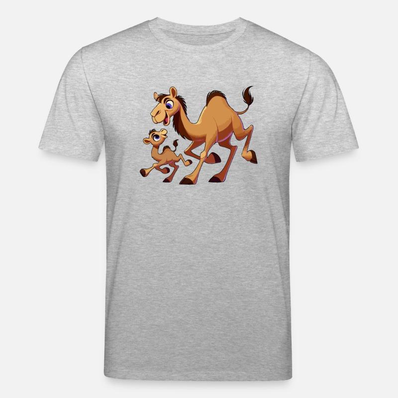 Kamelmutter mit herumtollendem Kind - Stanley/Stella Unisex Bio-T-Shirt CREATOR  - Grau meliert