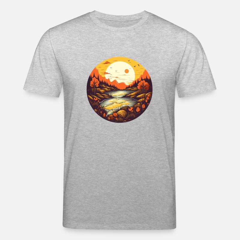 Herbstliche Landschaft - Stanley/Stella Unisex Bio-T-Shirt CREATOR  - Grau meliert