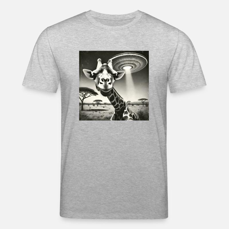 Lusitge Giraffe UFO Alien Selfie - Stanley/Stella Unisex Bio-T-Shirt CREATOR  - Grau meliert