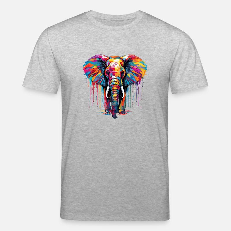 Bunter Elefant - Stanley/Stella Unisex Bio-T-Shirt CREATOR  - Grau meliert