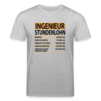 Ingenieur Witzige Lustige Sprüche Stundenlohn - Stanley/Stella Unisex Bio-T-Shirt CREATOR  - Grau meliert - Vorne - Alina (178cm) & Michal (187cm)