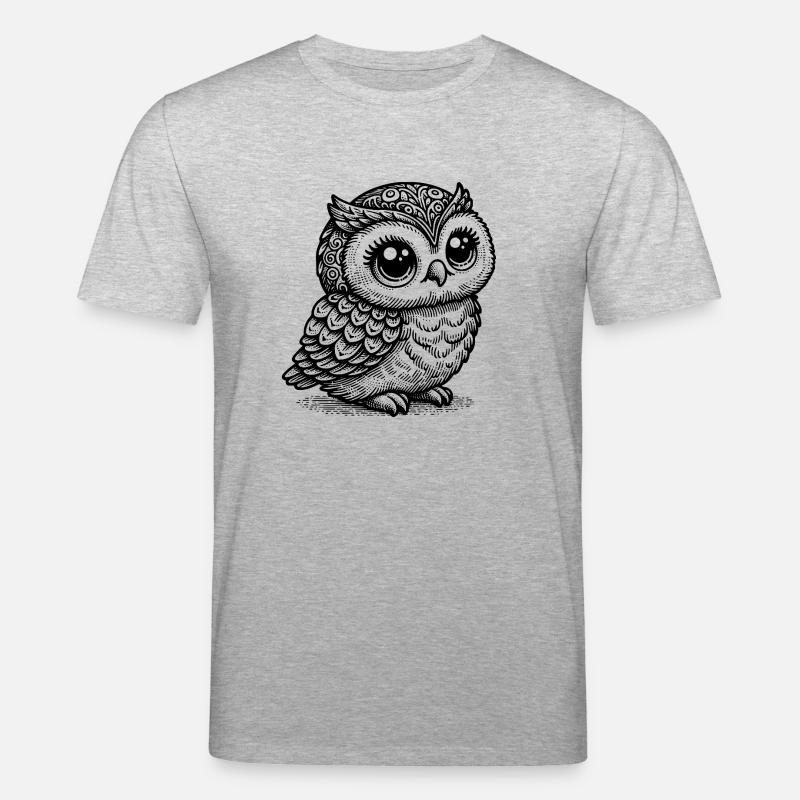 Mystische Eule – Schwarze Tier-Silhouette - Stanley/Stella Unisex Bio-T-Shirt CREATOR  - Grau meliert