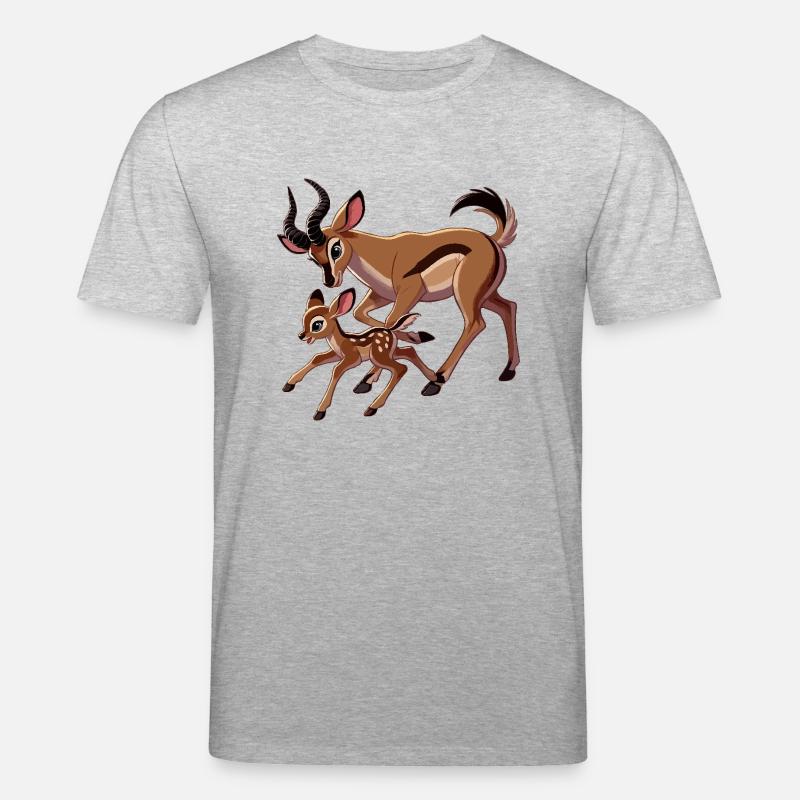Antilopenmutter mit Jungtieren - Stanley/Stella Unisex Bio-T-Shirt CREATOR  - Grau meliert