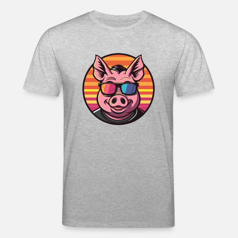Cochon Bande Dessinée Été Cool - T-shirt bio CREATOR Stanley/Stella Unisexe - gris chiné
