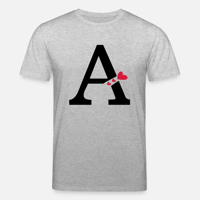 Großbuchstabe A mit Herzen - Stanley/Stella Unisex Bio-T-Shirt CREATOR  - Grau meliert
