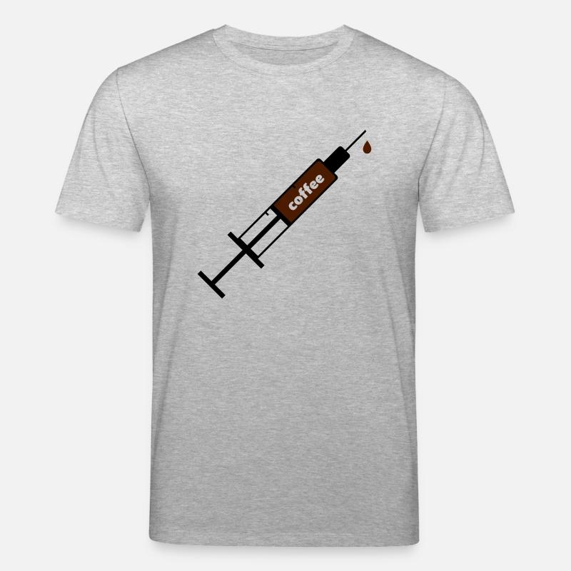 Kaffee Coffee Sucht Spritze - Stanley/Stella Unisex Bio-T-Shirt CREATOR  - Grau meliert