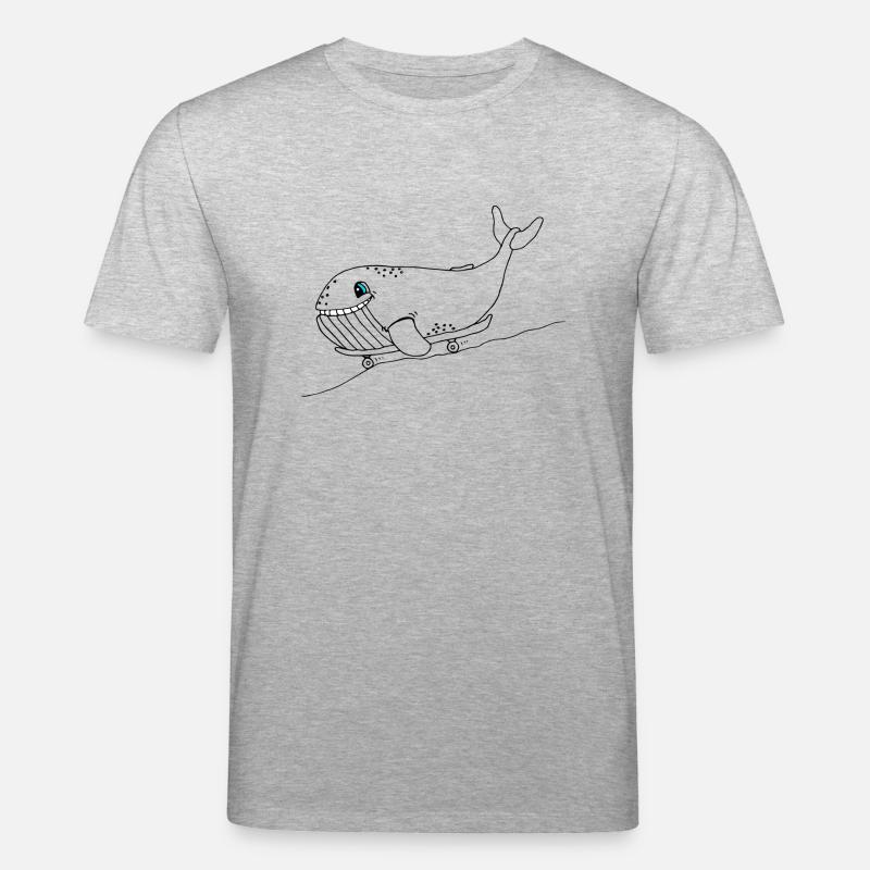 Blauwal mit Skateboard - Stanley/Stella Unisex Bio-T-Shirt CREATOR  - Grau meliert