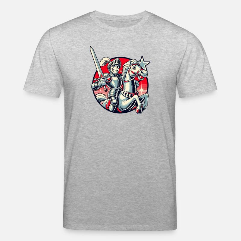 Chevalier médiéval sur son cheval - T-shirt bio CREATOR Stanley/Stella Unisexe - gris chiné
