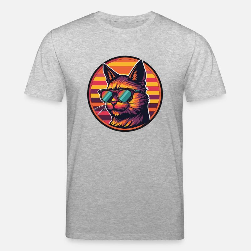Katze Comic Cool Sommer - Stanley/Stella Unisex Bio-T-Shirt CREATOR  - Grau meliert