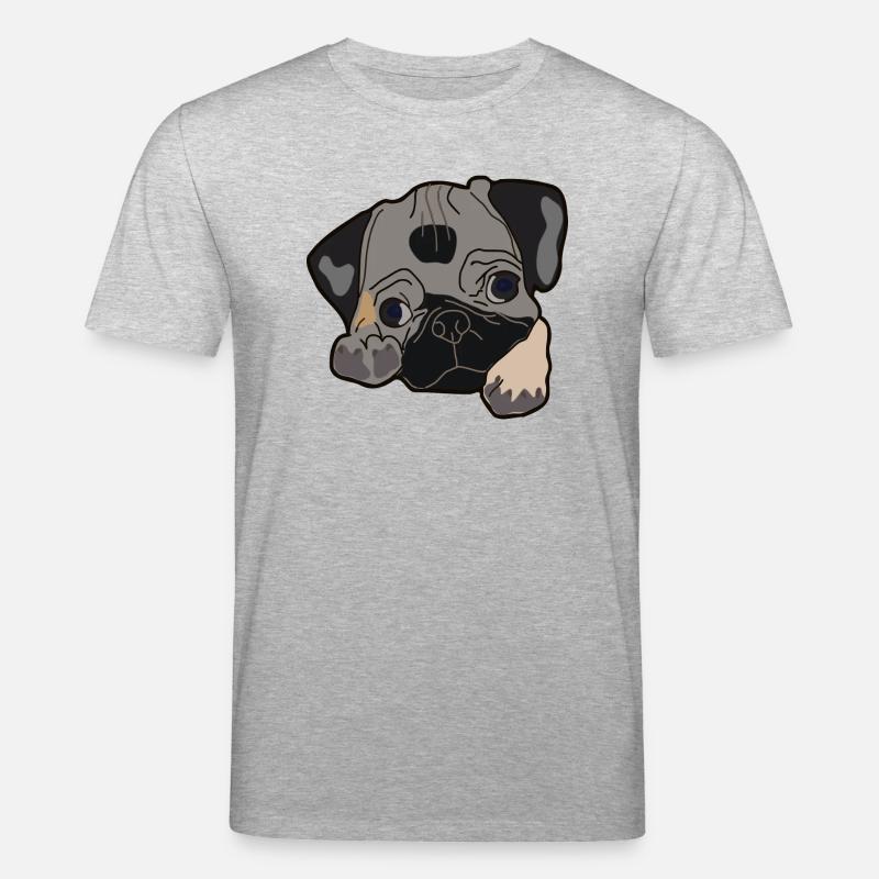Pug head gift idea - Stanley/Stella CREATOR Unisex Organic T-Shirt - heather grey