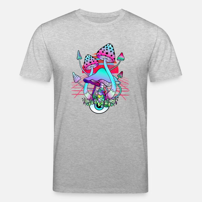 Champignons Psychédéliques - Retro Wave Sunset - T-shirt bio CREATOR Stanley/Stella Unisexe - gris chiné