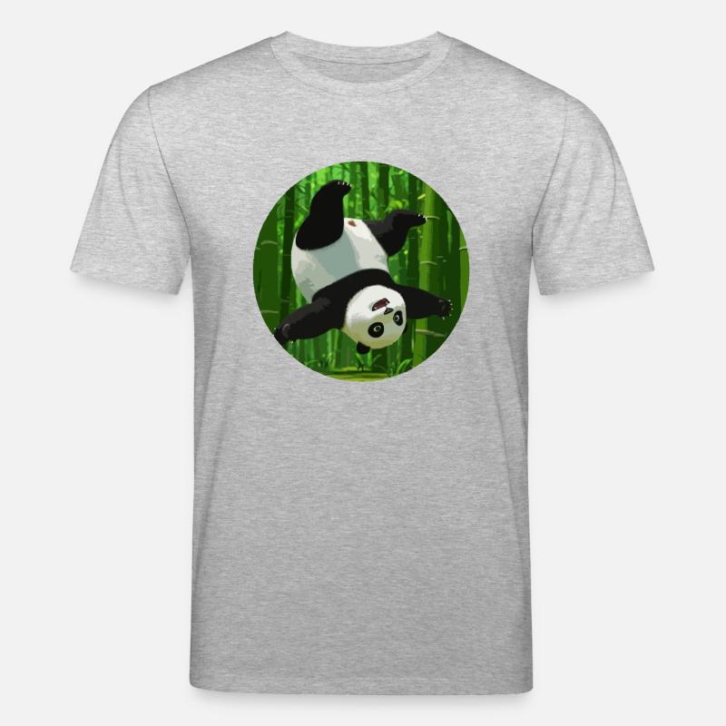Panda faisant un saut périlleux - T-shirt bio CREATOR Stanley/Stella Unisexe - gris chiné