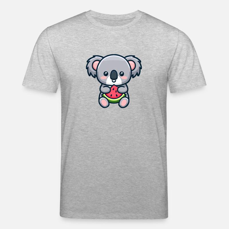 sweet koala eats red watermelon - Stanley/Stella CREATOR Unisex Organic T-Shirt - heather grey