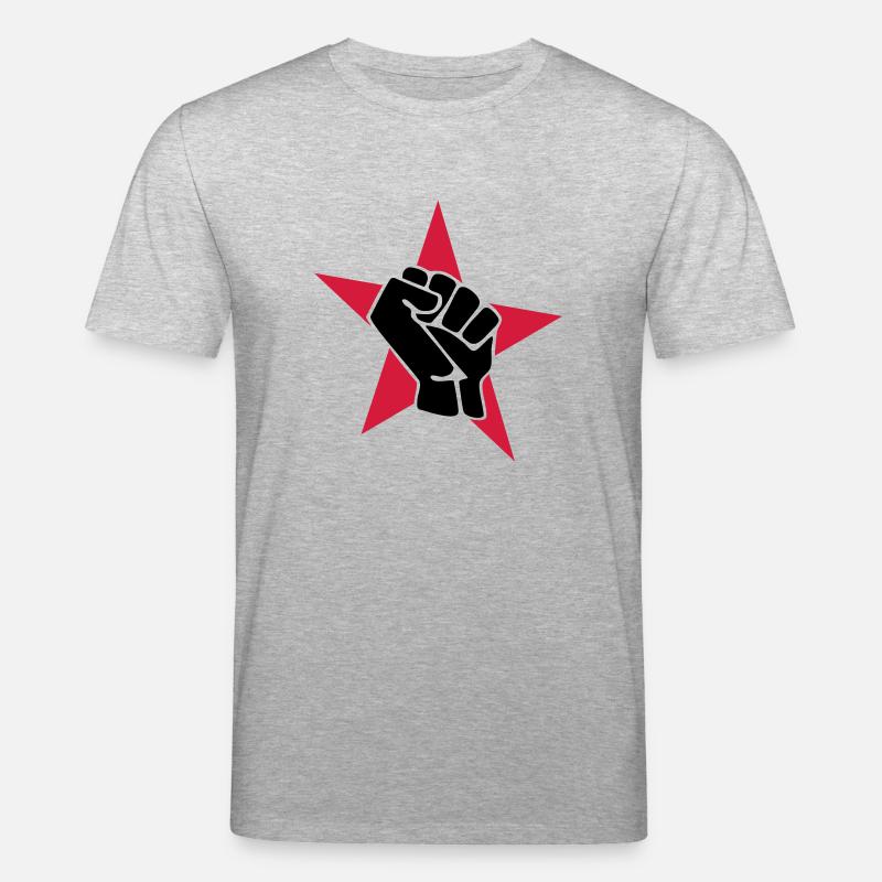 Roter Stern mit Faust - Stanley/Stella Unisex Bio-T-Shirt CREATOR  - Grau meliert