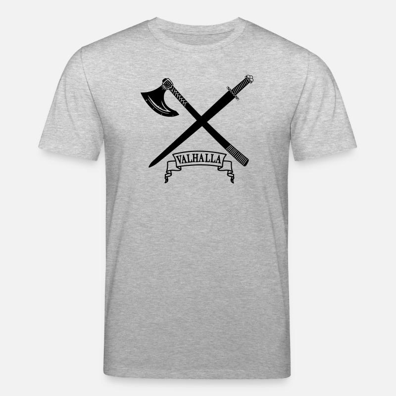 Walhalla mit Axt und Schwert - Stanley/Stella Unisex Bio-T-Shirt CREATOR  - Grau meliert
