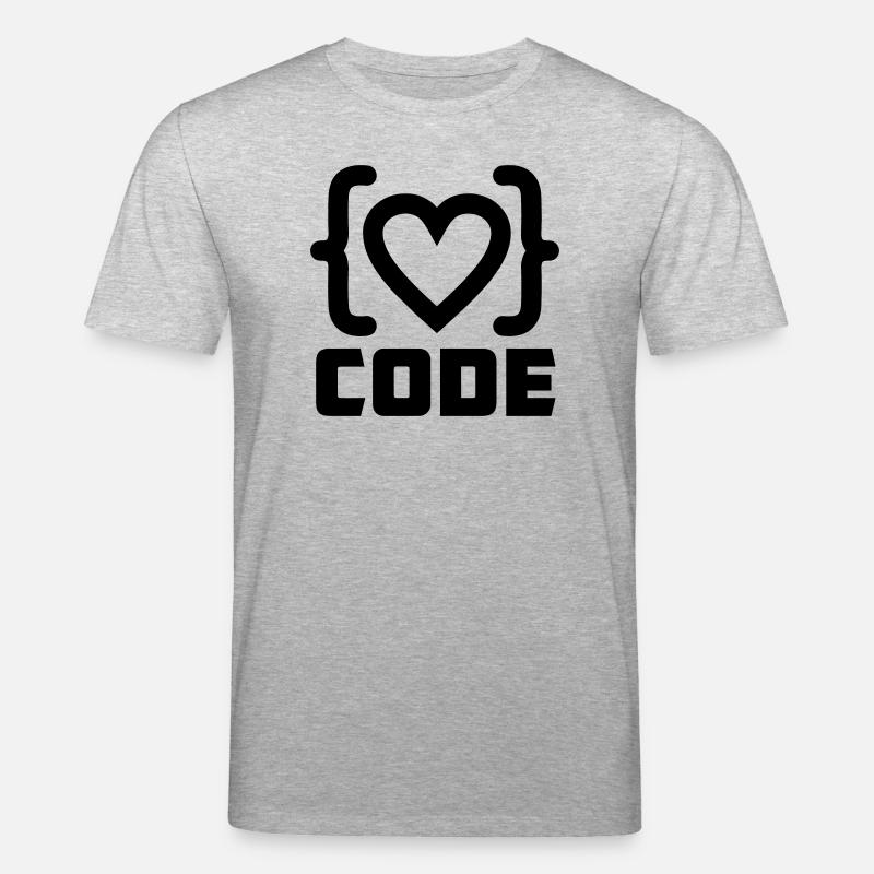 Herzprogrammierer Code Logo mit Text CODE - Stanley/Stella Unisex Bio-T-Shirt CREATOR  - Grau meliert