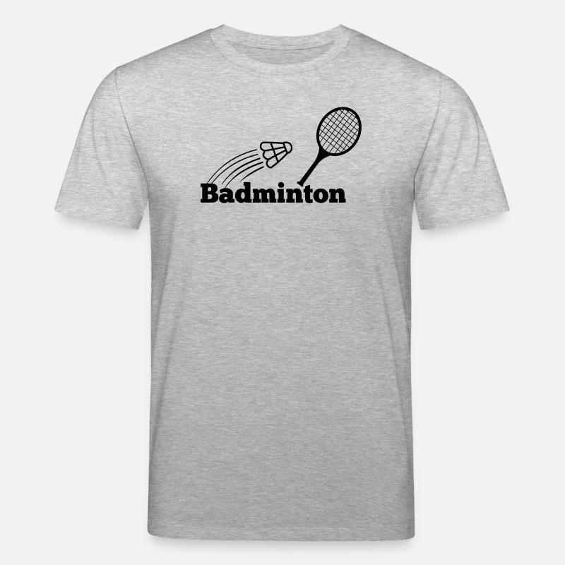 Badminton text with shuttle and racket - Stanley/Stella CREATOR Unisex Organic T-Shirt - heather grey