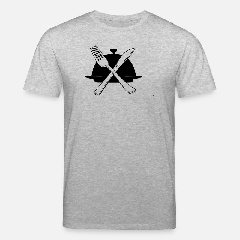 Schüssel mit Messer und Gabel - Stanley/Stella Unisex Bio-T-Shirt CREATOR - Grau meliert
