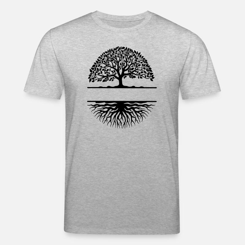Baum mit Wurzeln Banner - Stanley/Stella Unisex Bio-T-Shirt CREATOR  - Grau meliert