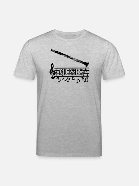 Clarinette instrument à vent avec des sons musicaux en dessous - T-shirt bio CREATOR Stanley/Stella Unisexe - gris chiné