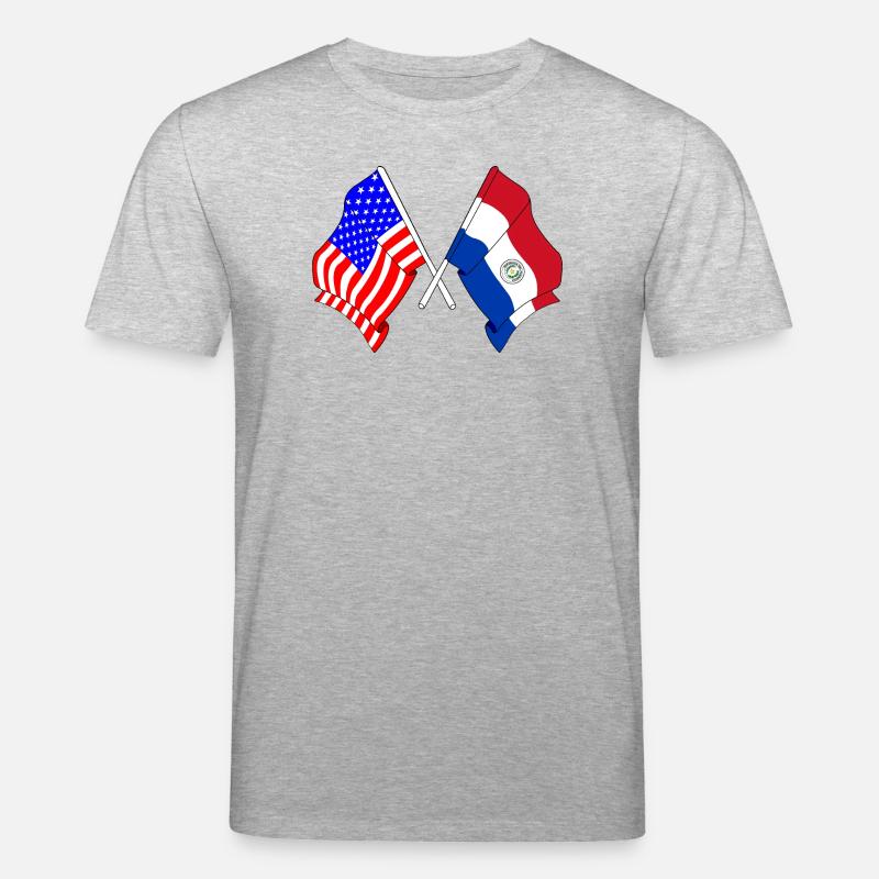 Drapeau des États-Unis, drapeau du Paraguay - T-shirt bio CREATOR Stanley/Stella Unisexe - gris chiné