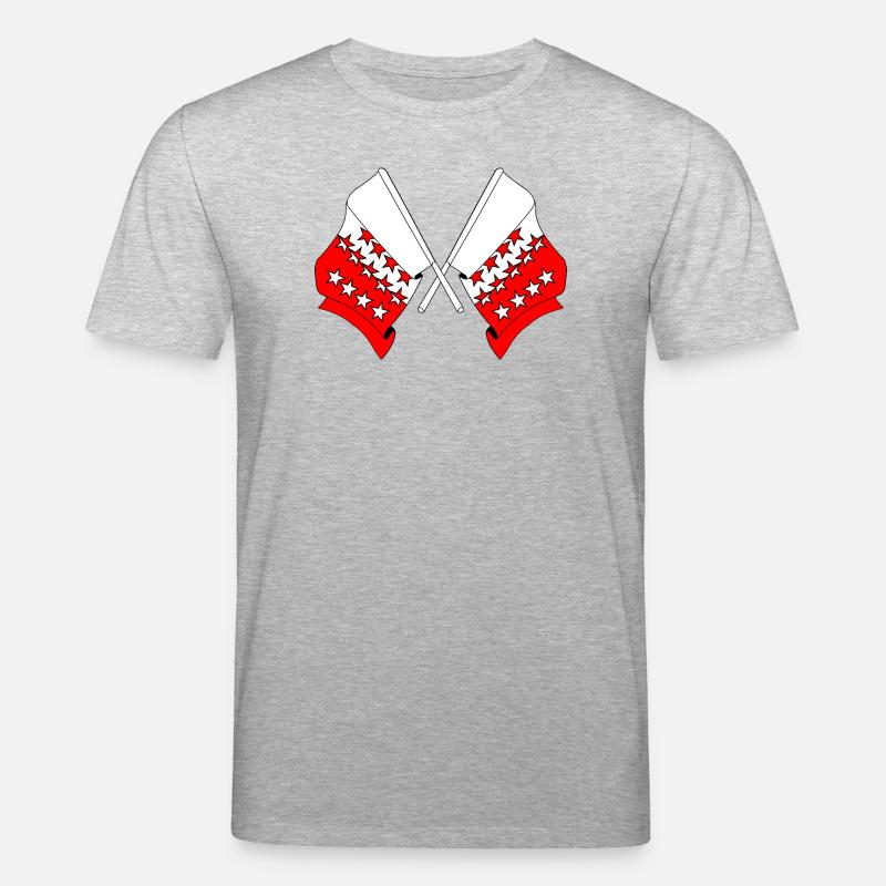 Zwei Flaggen Wallis, Schweiz - Stanley/Stella Unisex Bio-T-Shirt CREATOR  - Grau meliert