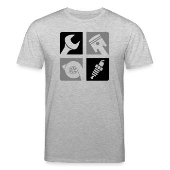 Clé à piston Turbo Bougie d’allumage Emblème - T-shirt bio CREATOR Stanley/Stella Unisexe - gris chiné - Devant - Alina (178cm) & Michal (187cm)