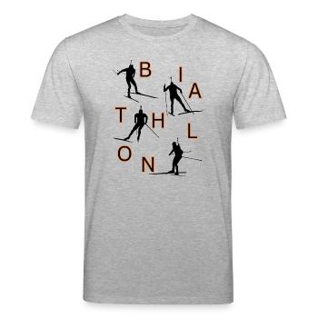 Vêtements pour fans de biathlon - Graphique audacieux des sports d’hiver - T-shirt bio CREATOR Stanley/Stella Unisexe - gris chiné - Devant - Alina (178cm) & Michal (187cm)