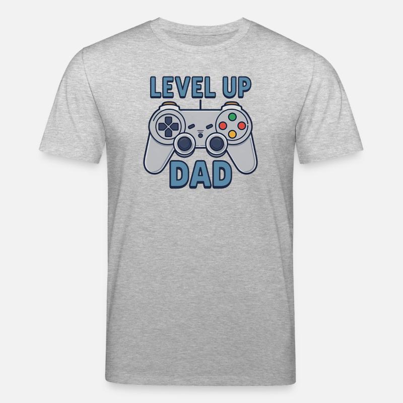 Level Up Dad – Gamer Controller Geschenk - Stanley/Stella Unisex Bio-T-Shirt CREATOR - Grau meliert