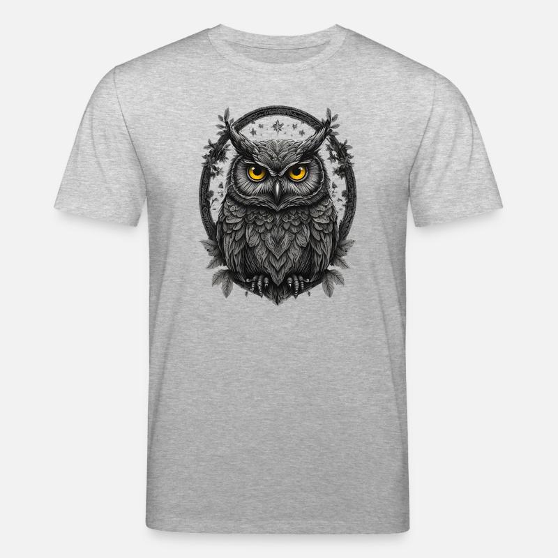 Silbergraue Eule im Sternenring - Stanley/Stella Unisex Bio-T-Shirt CREATOR  - Grau meliert