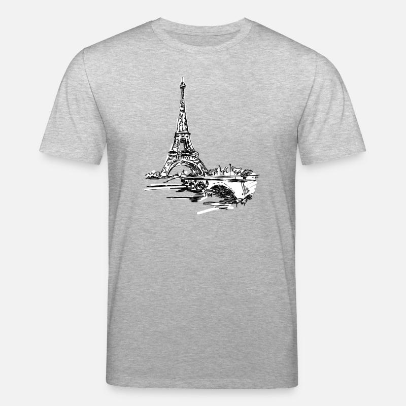 Pariser Skyline: Skizzenhafter Eiffel Turm - Stanley/Stella Unisex Bio-T-Shirt CREATOR  - Grau meliert