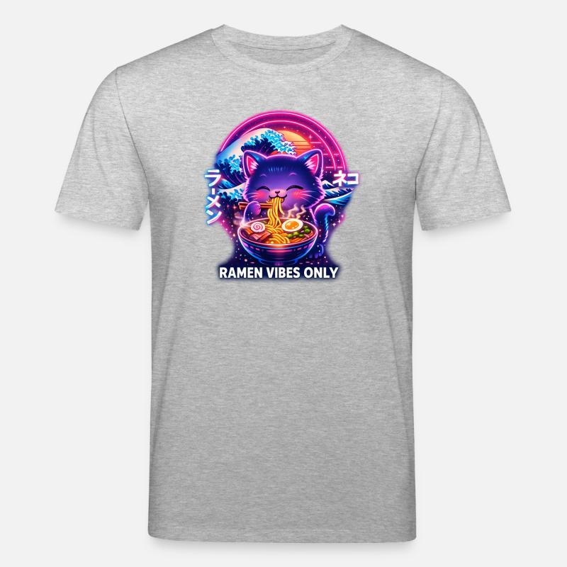 Ramen Katze Neon Cyber Gaming - Stanley/Stella Unisex Bio-T-Shirt CREATOR  - Grau meliert