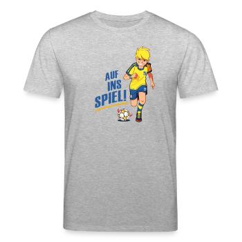 Teufelskicker Jouons avec Moritz - T-shirt bio CREATOR Stanley/Stella Unisexe - gris chiné - Devant - Alina (178cm) & Michal (187cm)