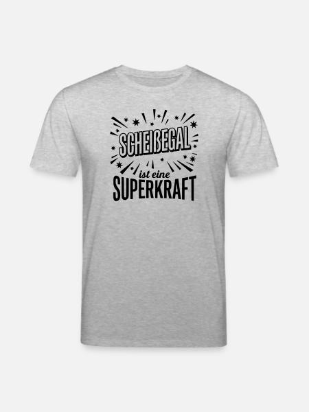 Scheissegal Superkraft - Lustiger Spruch Slogan - Stanley/Stella Unisex Bio-T-Shirt CREATOR - Grau meliert