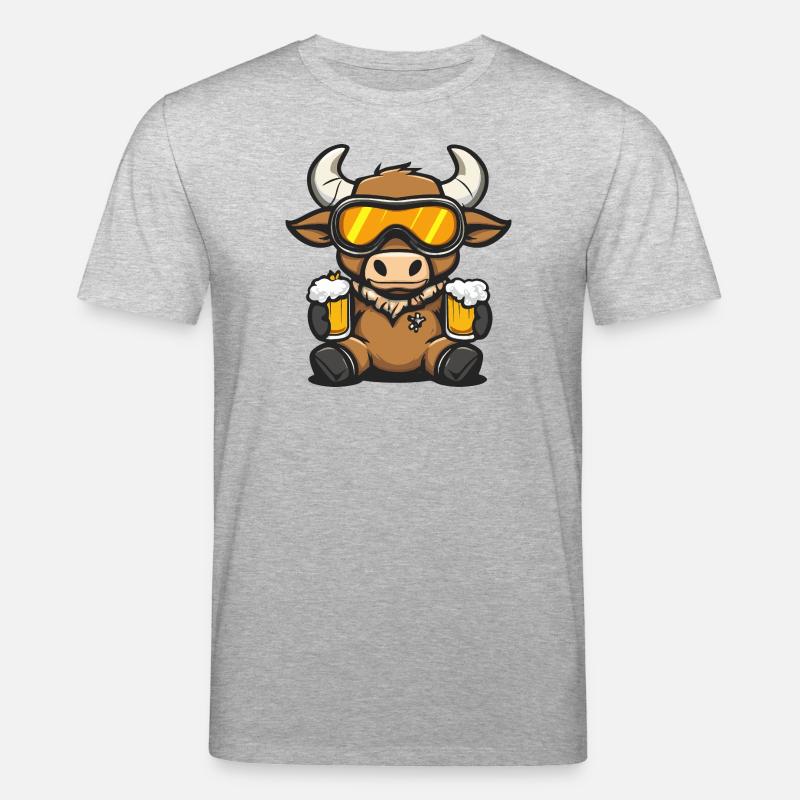 Stier Apres Ski Bier Comic - Stanley/Stella Unisex Bio-T-Shirt CREATOR  - Grau meliert