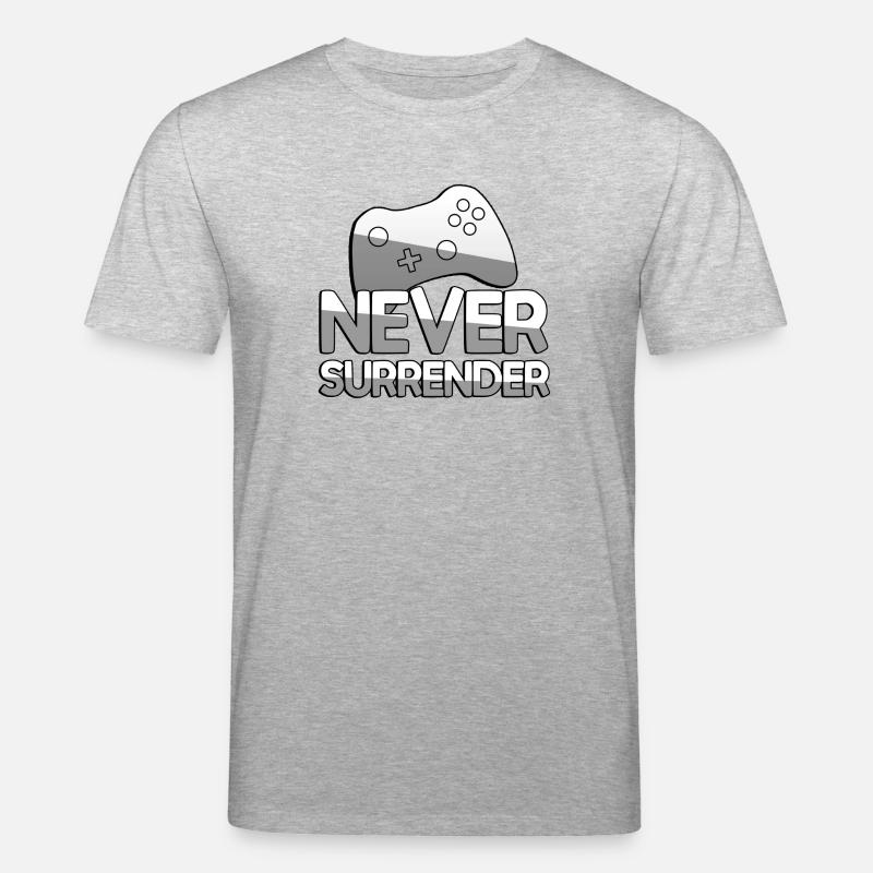 NEVER SURRENDER + Controller - Gaming - Stanley/Stella CREATOR Unisex Organic T-Shirt - heather grey