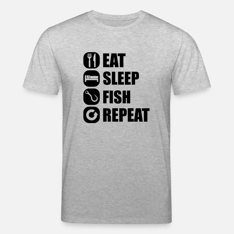 eat_sleep_fish_repeat_5_1f - Stanley/Stella Unisex Bio-T-Shirt CREATOR  - Grau meliert