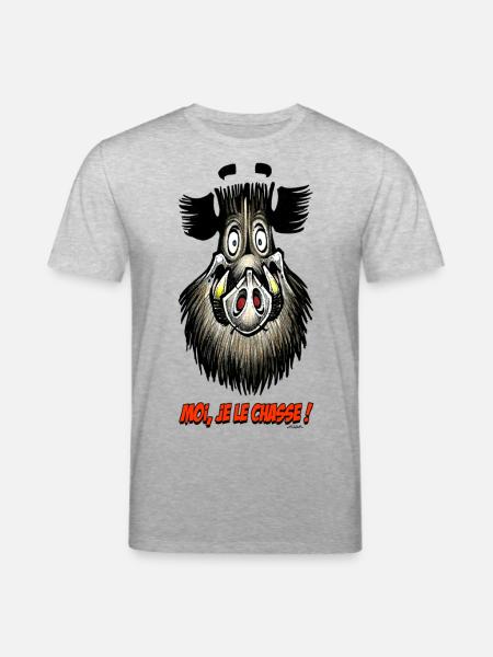 Boar, Moi Je Le Chasse! - Stanley/Stella CREATOR Unisex Organic T-Shirt - heather grey