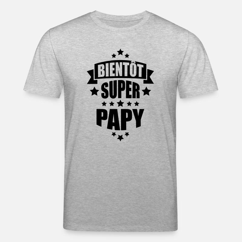 bientôt super papy - T-shirt bio CREATOR Stanley/Stella Unisexe - gris chiné