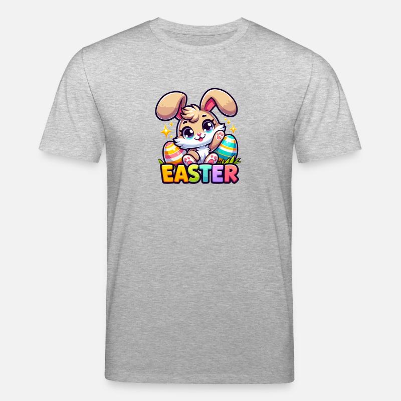 Happy Easter - Easter Bunny Illustration - Stanley/Stella CREATOR Unisex Organic T-Shirt - heather grey